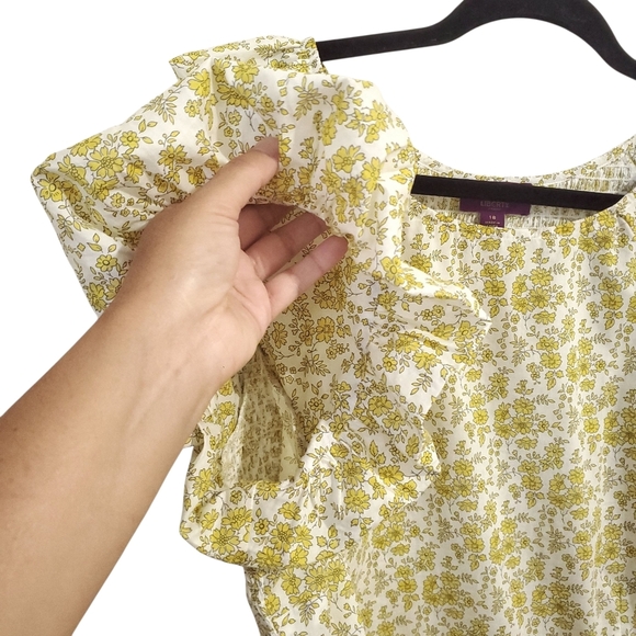 J CREW Plus Size Liberty Smocked Blouse Top Puff-Sleeve Capel Butter Yellow 18 - Picture 8 of 15